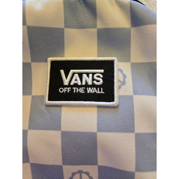 Vans Small Backpack Blue White Checkered Peace Sign NWOT - Picture 2 of 11